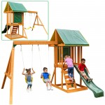 Complex set de joaca Appelton cu tobogan si leagana - Centru multifuntional din lemn de cedru Kidkraft Complex set de joaca Appelton cu tobogan si leagana - Centru multifuntional din lemn de cedru Kidkraft